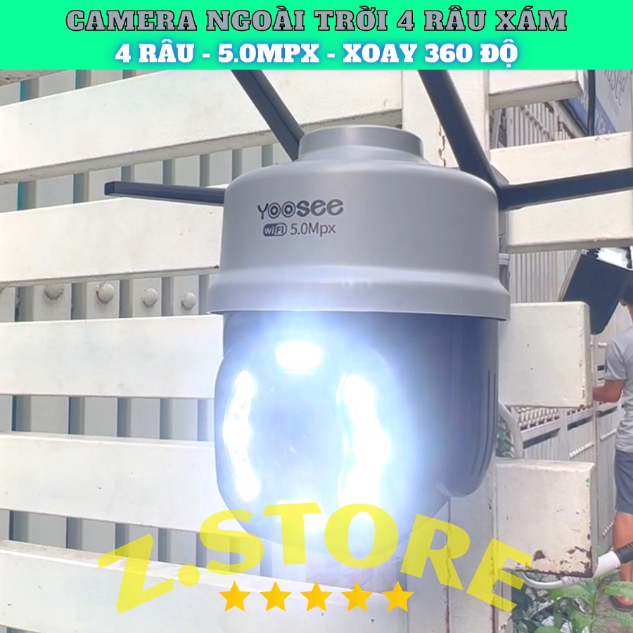 Camera Yoosee PTZ 5.0 MPX 15 led - Gray, đàm thoại 2 chiều, chống nước, hàng chính hãng camera wifi ptz 4 râu xám