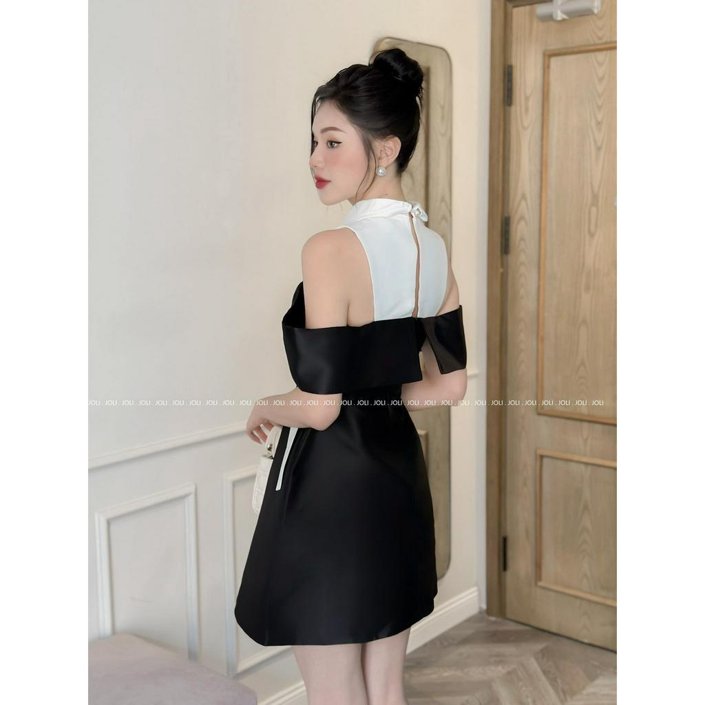 Váy thiết kế tiểu thư sang chảnh trắng phối đen JOLI