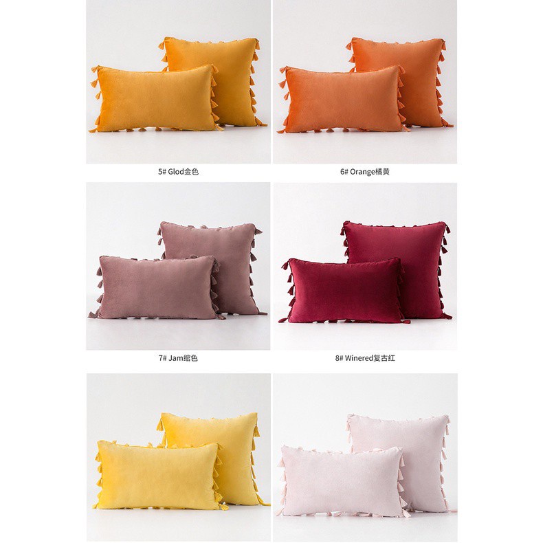 Áo gối vải nhung có khóa kéo trang trí phòng khách đẹp mắt 30x50cm / 45x45cm