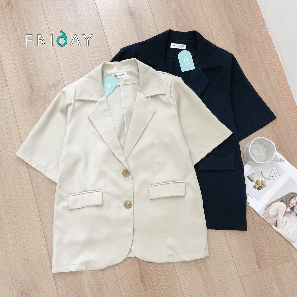 Áo blazer basic cộc tay đệm vai Hàn Quốc Friday 2BD118K | BigBuy360 - bigbuy360.vn