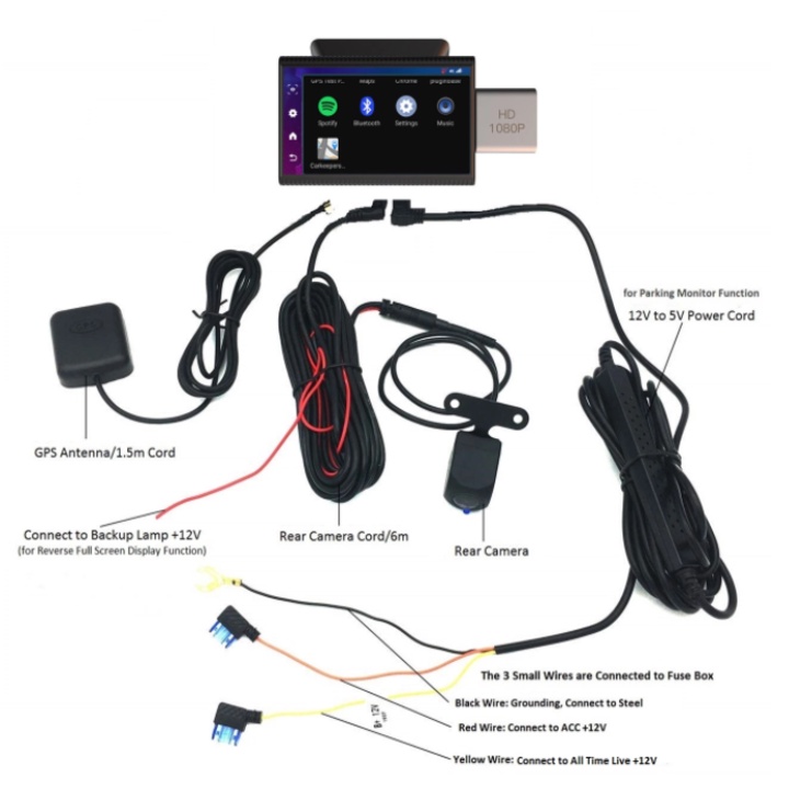 Camera hành trình ô tô thương hiệu cao cấp Whexune F8 - Màn hình cảm ứng: LCD IPS 3 inch