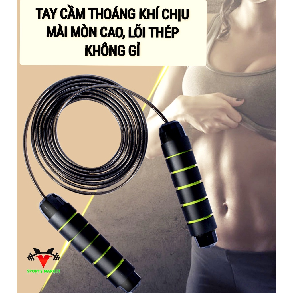 Dây nhảy thể lực đàn hổi giảm cân đốt mỡ bụng lõi thép có tạ, dây tập thể dục tại nhà, dày 5mm; dài 2.9m [gym ,yoga ]