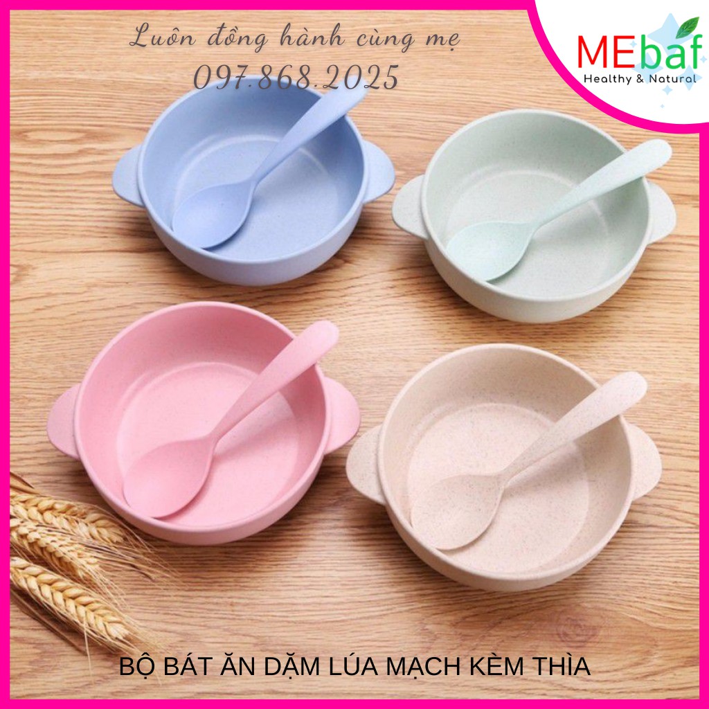 Bộ Bát Ăn Dặm Lúa Mạch Kèm Thìa