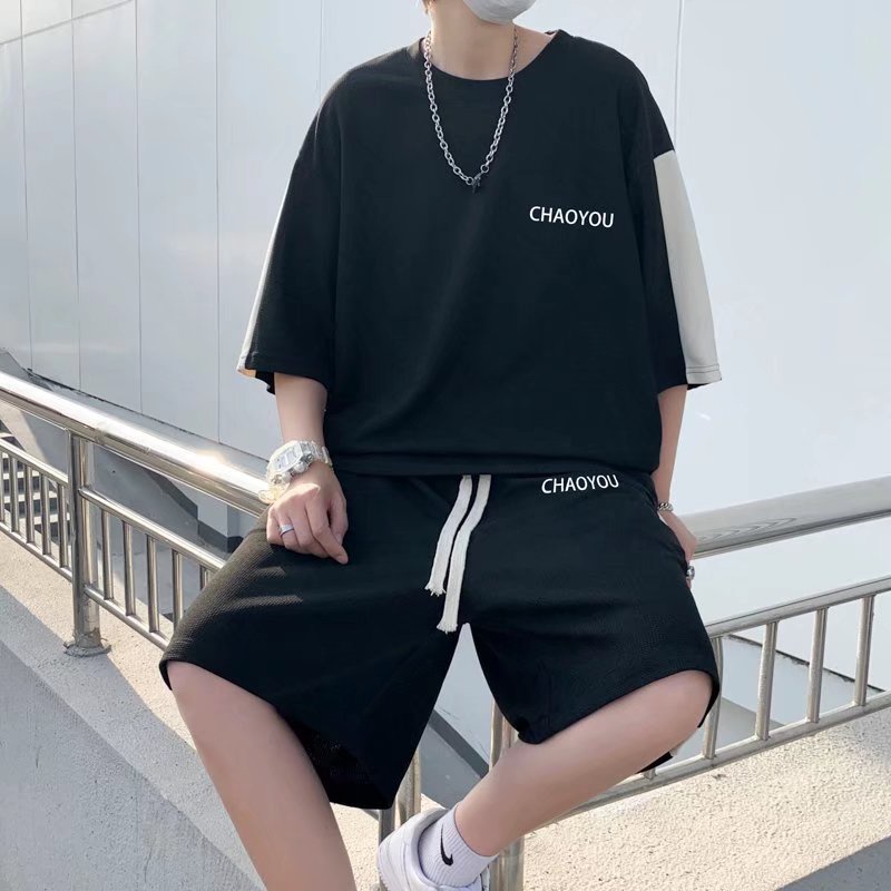 bộ thể thao nam Sọc thời trang đồ bộ thể thao nữ from rộng đồ bộ nam mùa hè phong cách Hàn Quốc bộ quần áo nam ulzzang sét bộ thể thao