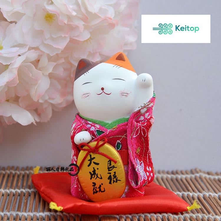Mèo Cầu Tài May Mắn Bình An 10cm (Mẫu Mới) KEITOP MANEKI-024