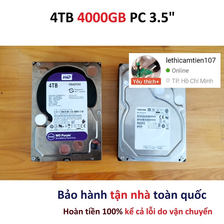 Ổ cứng 4TB HDD 4TB PC 4T máy bàn 4000GB 3.5&quot; desktop 3.5 inch bảo hành1 đổi 1