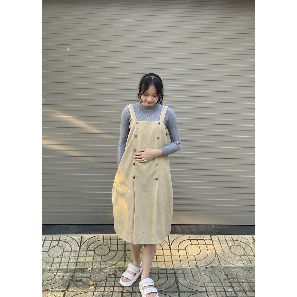 Đầm bầu xinh mùa thu đông yếm rời không kèm áo