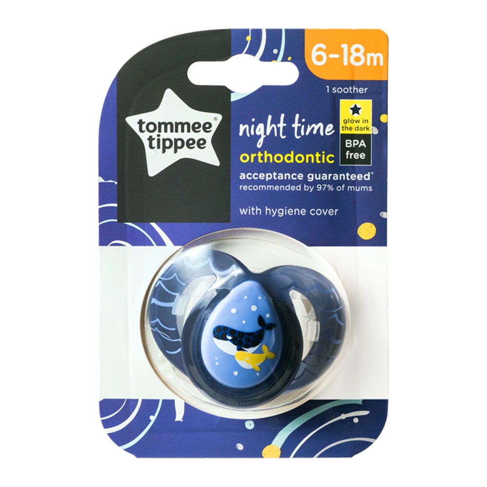 Ty ngậm dạ quang cho bé Tommee Tippee Night Time 6-18 tháng  – Cá voi