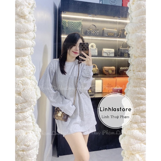 SET BỘ ULZZANG ÁO DÀI TAY KÈM QUẦN SHORT THU ĐÔNG
