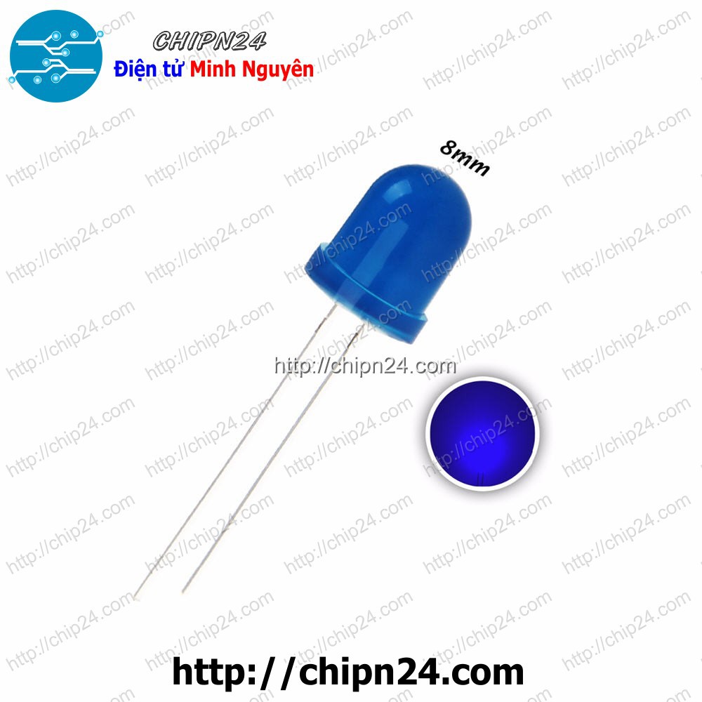 [10 CON] (TK1) Led 8mm Vỏ đục ra XANH DƯƠNG