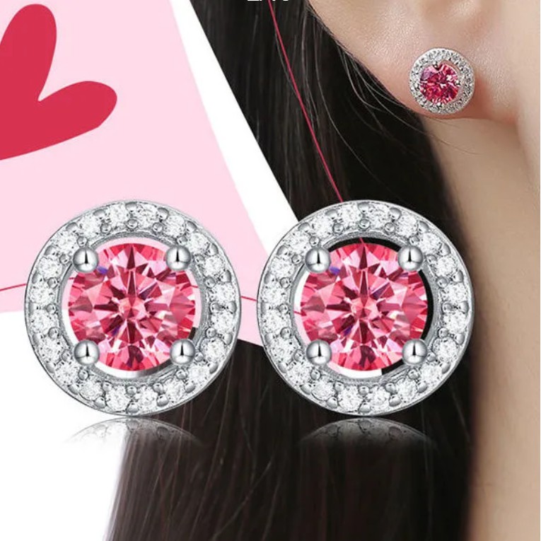 Set 1 Nhẫn Bạc S925 Đính Đá Quý Tự Nhiên Màu Hồng