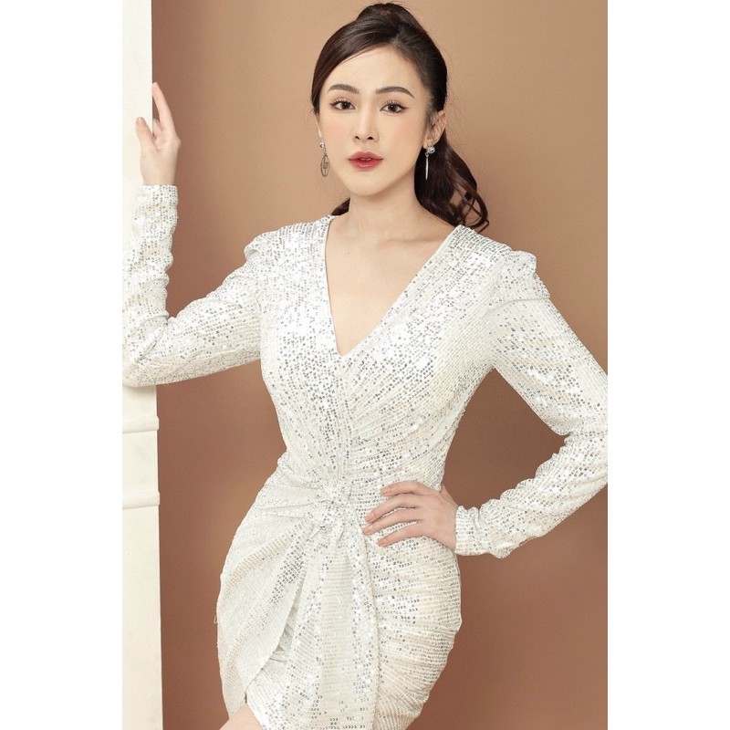 Đầm body kim sa tay dài