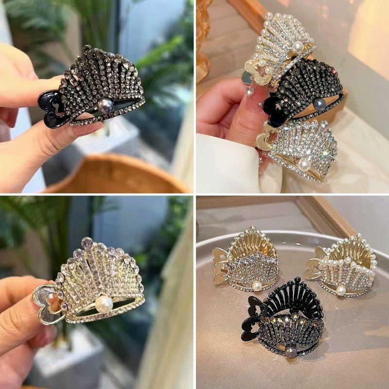 Kẹp Tóc Vương Miện Đính Đá Zircon Sang Trọng,Kẹp Càng Cua Đính Đá
