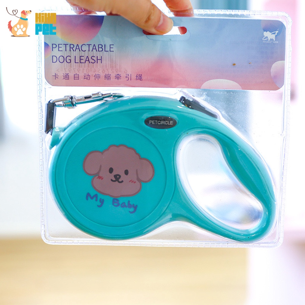 Dây Dắt Chó Mèo Đi Dạo, Du Lịch Dễ Thương Dây Rút Dài 5 Mét Ấn Nút Tự Động Cao Cấp Hihapet.
