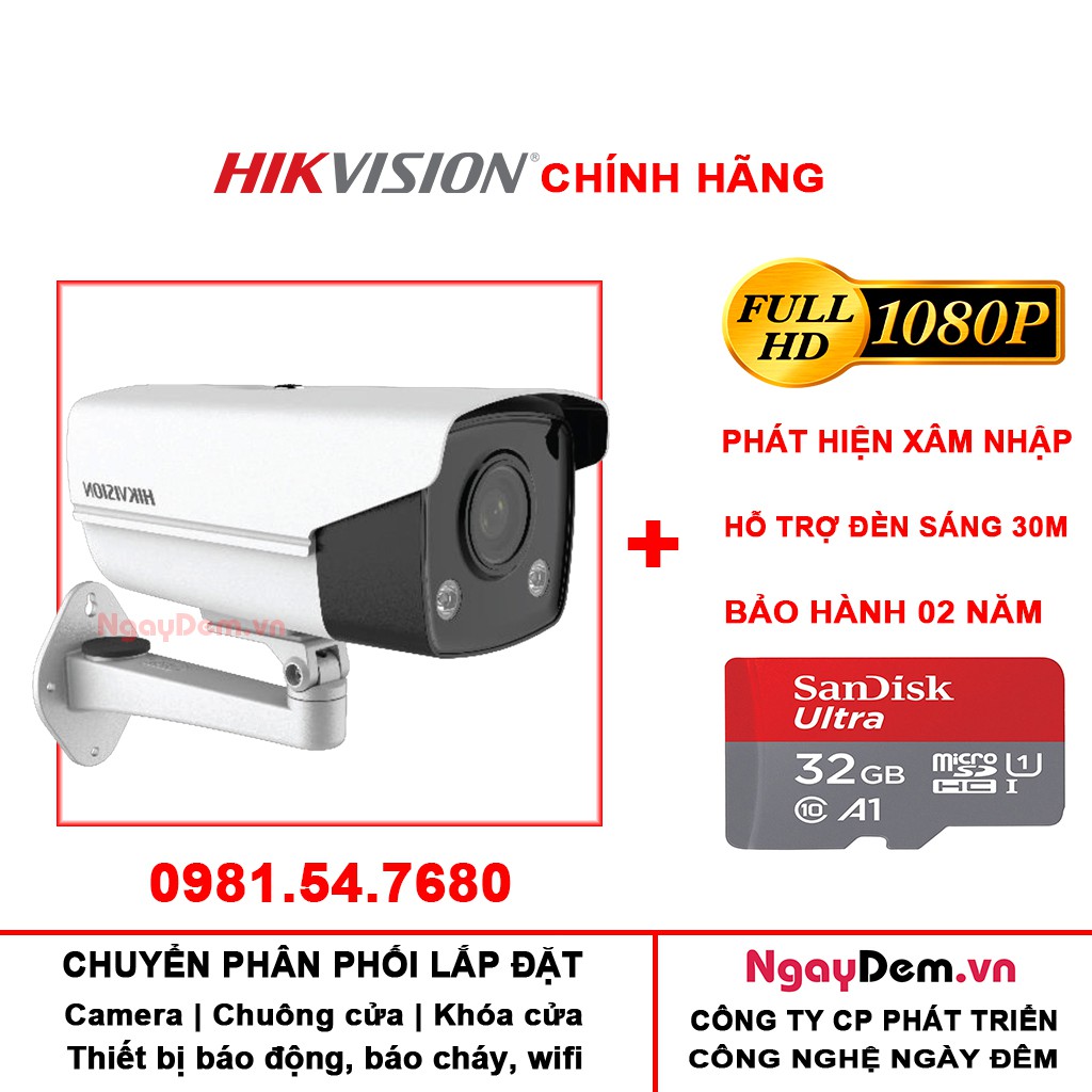 Camera IP Hikvision Thân Trụ FULL HD 2K - Hàng chính hãng bảo hành 24 tháng