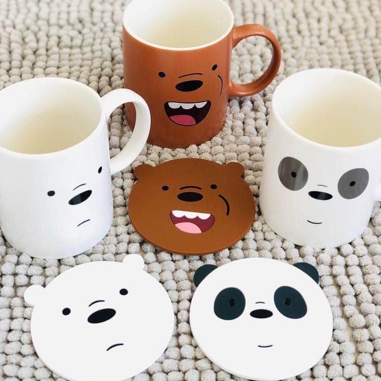 Cốc sứ Miniso phiên bảng We Bare Bears x Miniso đáng yêu kèm miếng lót ly