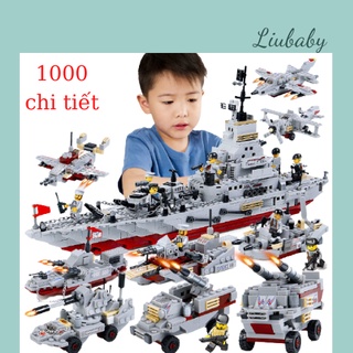Đồ chơi lego 1000 chi tiết chiến hạm, cảnh sát, máy bay, trực thăng, xe tăng, đồ chơi thông minh Liubaby