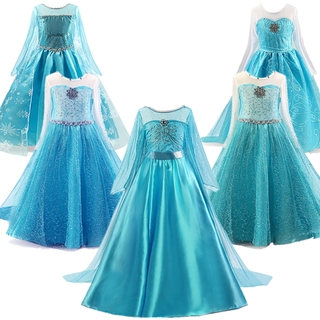 WFRV Girls Dress Elsa Dress Cosplay Party Vestidos Snow Queen Princess Dress for Girls Elza Halloween Christmas Baby Girl Clothing