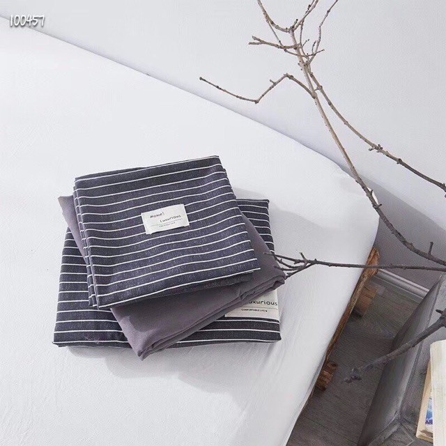 Set chăn ga Cotton TC kẻ hoạt tính, giá tốt nhất