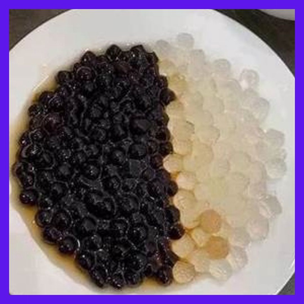 Trân châu 3q/3q sea jelly trăng/đen caramen BKB gói 1kg
