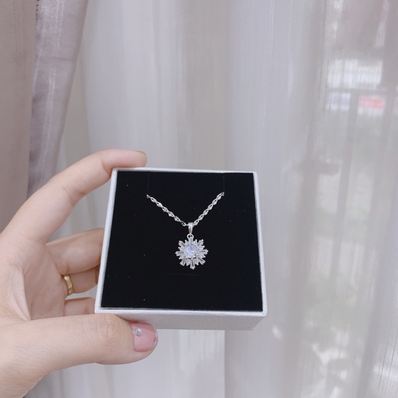 Dây chuyền Bạc hoa tuyết đính đá, Vòng cổ Bạc nữ bông tuyết gắn đá cao cấp TUNASILVER, 𝐂𝐚𝐦 𝐤𝐞̂́𝐭 𝐜𝐡𝐮𝐚̂̉𝐧 𝐁𝐚̣𝐜