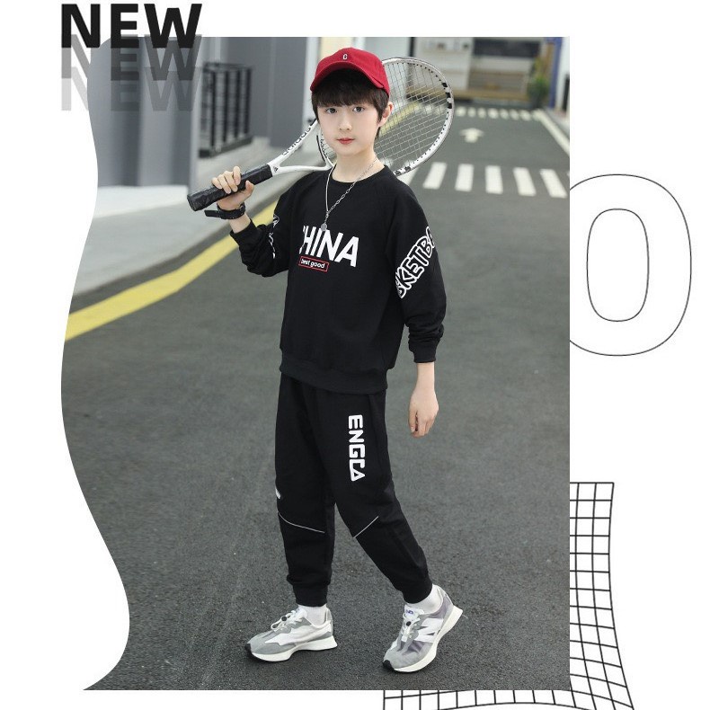 Bộ thu đông cho bé trai 14-45kg CHNA, bộ dài tay bé trai 4-14 tuổi phong cách hàn quốc ,vải da cá dày dặn ấm áp.CA66