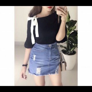 Áo voan kiểu cột vai nơ