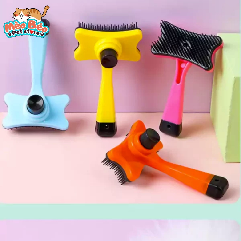 Lược chải lông chó mèo có nút bấm lấy lông - dành cho chó mèo lông dài, poodle..