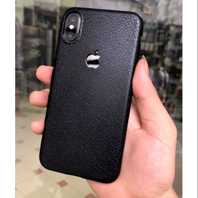 Ốp dẻo đen giả da cho iPhone 6/6S/6P/7/7P/8/8P/X/XR/XS Max