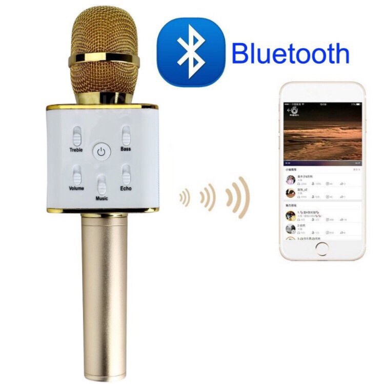 Micro kèm loa Bluetooth Karaoke Icore Q7/Q7U Kiêm Sạc Dự Phòng