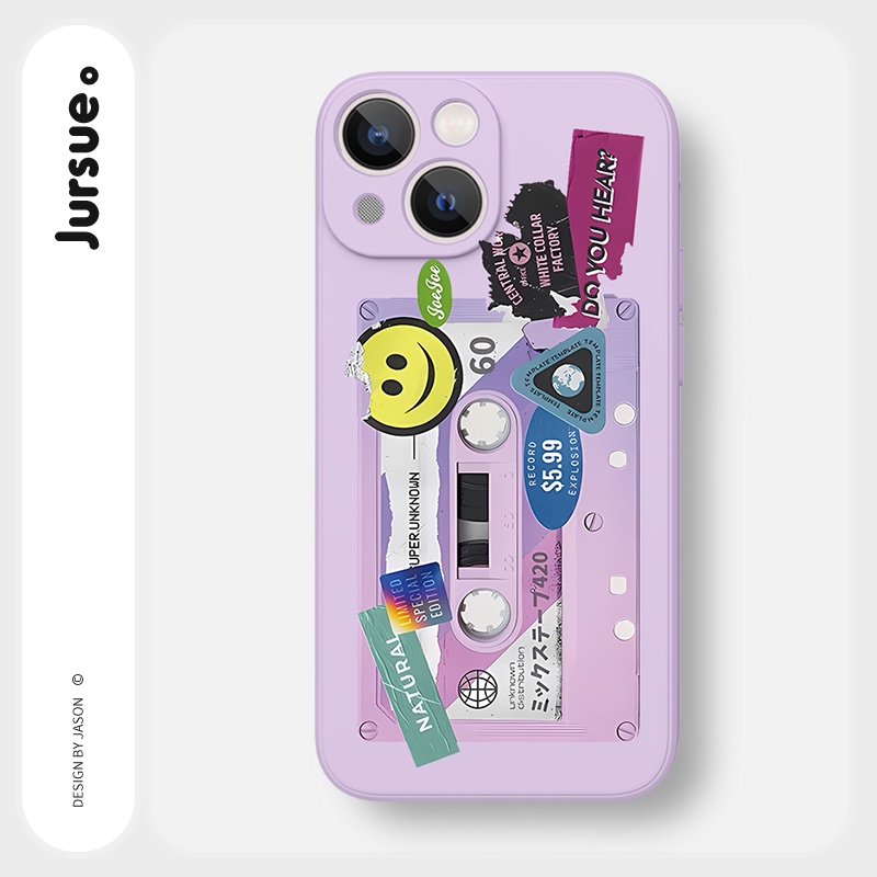 Ốp lưng JURSUE mềm viền vuông hình cặp đôi độc lạ đen Cho iPhone 14 13 12 11 Pro Max SE 2020 X XR XS 8 7 ip 6S 6 Plus Y2349