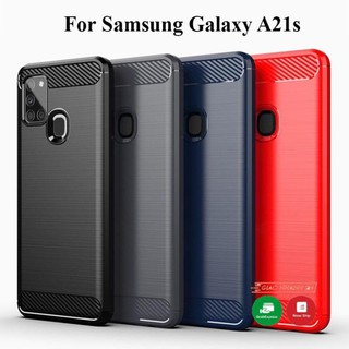 Ốp lưng dẻo Samsung Galaxy A21s vân sợi cacbon chống sốc Rugger Amor