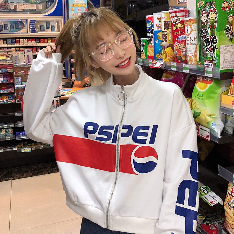 Áo khoác tay dài in chữ phong cách Hàn Quốc trẻ trung và cá tính cho nữ