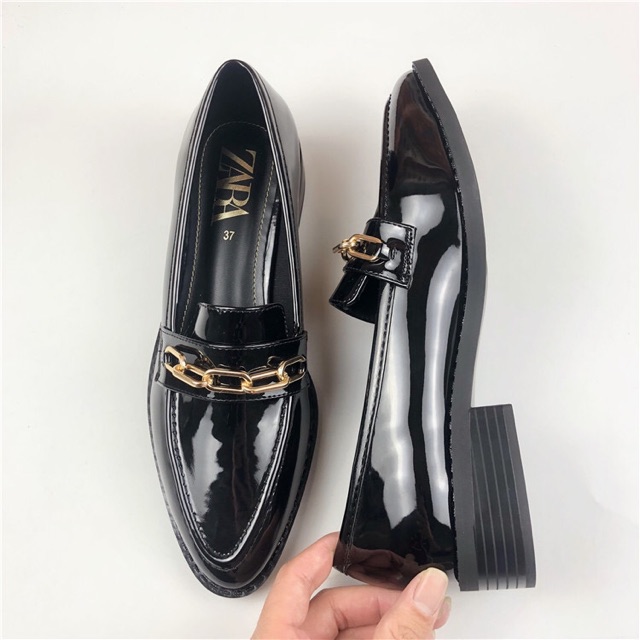 Giầy mocasin da bóng quai xích ZR . Ảnh thật