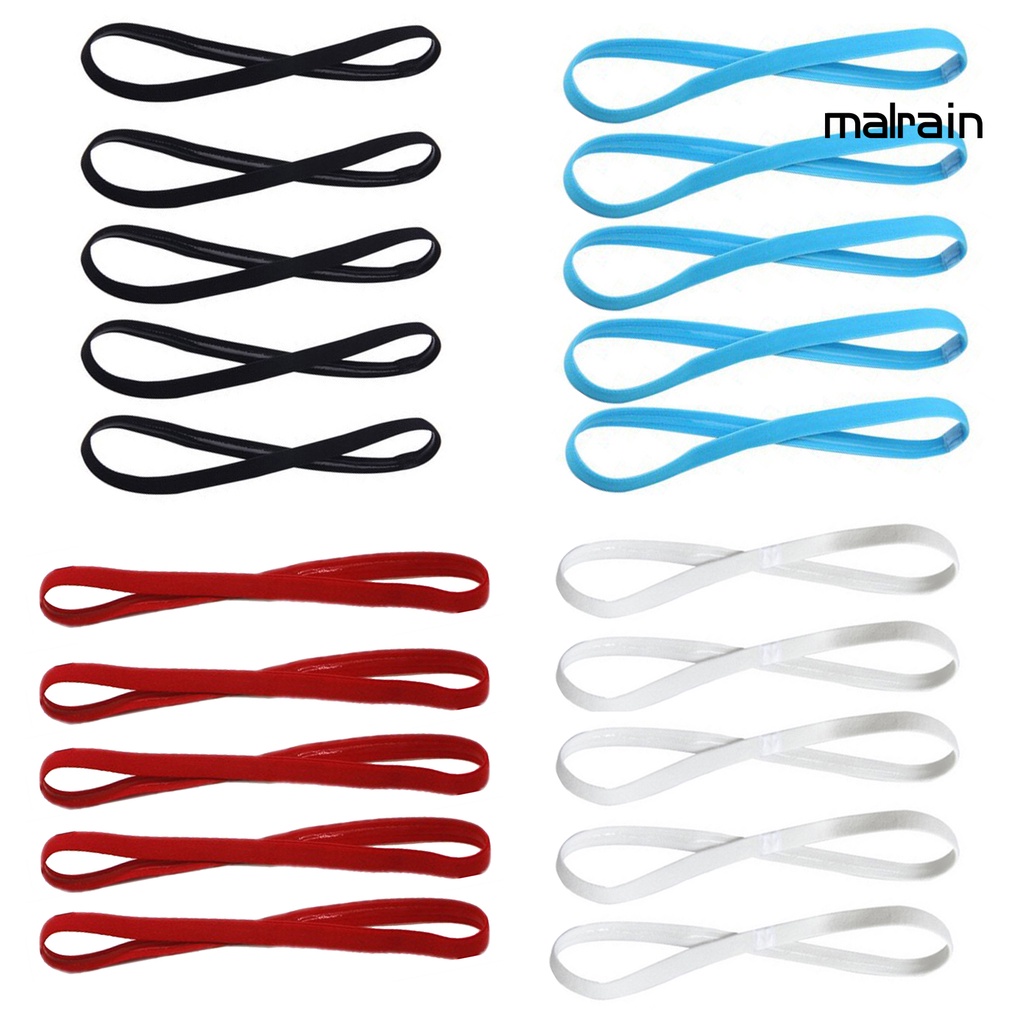 Set 5 Dây Thun Cột Tóc Co Giãn Chống Trượt Màu Sắc Ngọt Ngào Tiện Dụng Tập Yoga