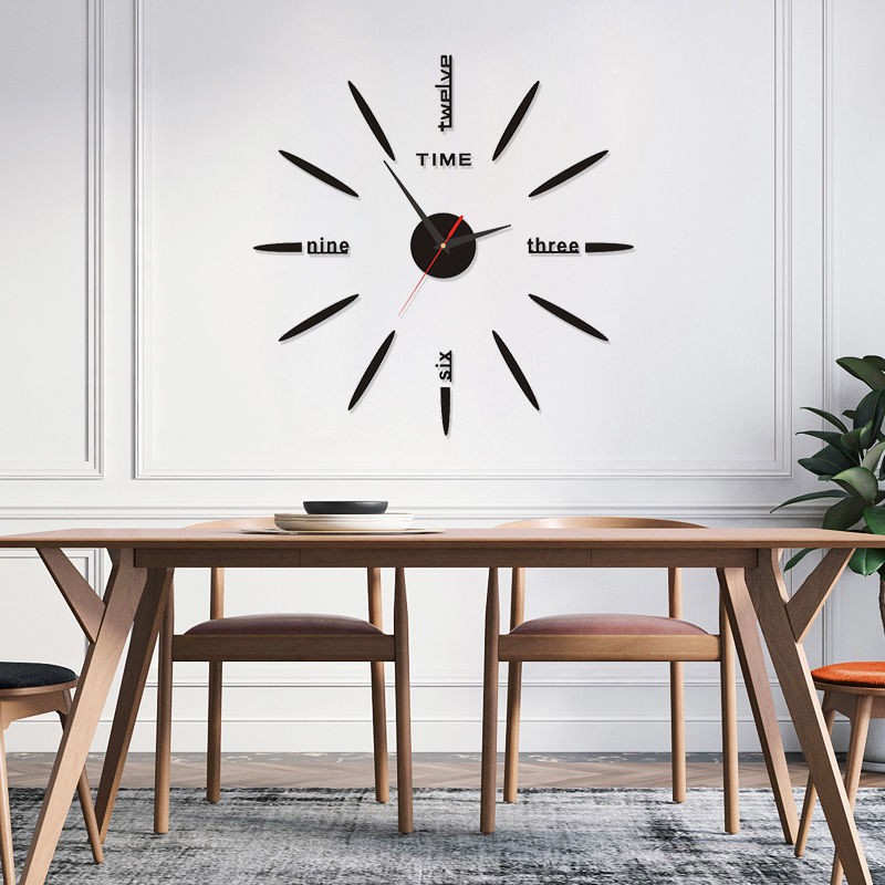 Đồng hồ treo tường không đục lỗ hiện đại và đơn giản sáng tạo DIY cá tính đồng hồ dán tường đồng hồ treo tường kỹ thuật số Đồng hồ phòng khách phong cách Châu Âu
