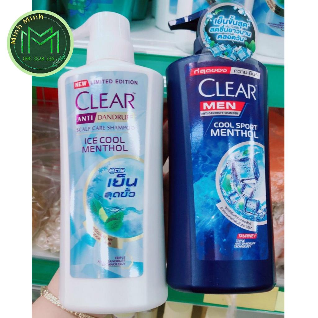 Dầu Gội Clear Bạc Hà Và Clear Men Thái Lan Mẫu Mới Sạch Gàu Mát Lạnh Ngăn Rụng Tóc 410ml