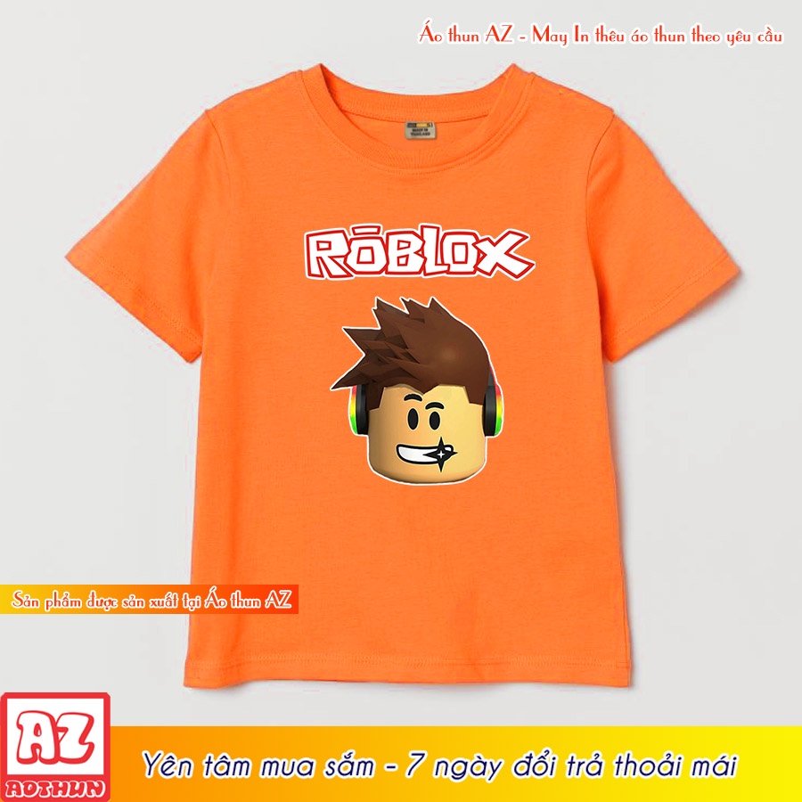 Áo thun trẻ em in hình game roblox màu cam trắng hồng xanh biển rolox cho bé M2889