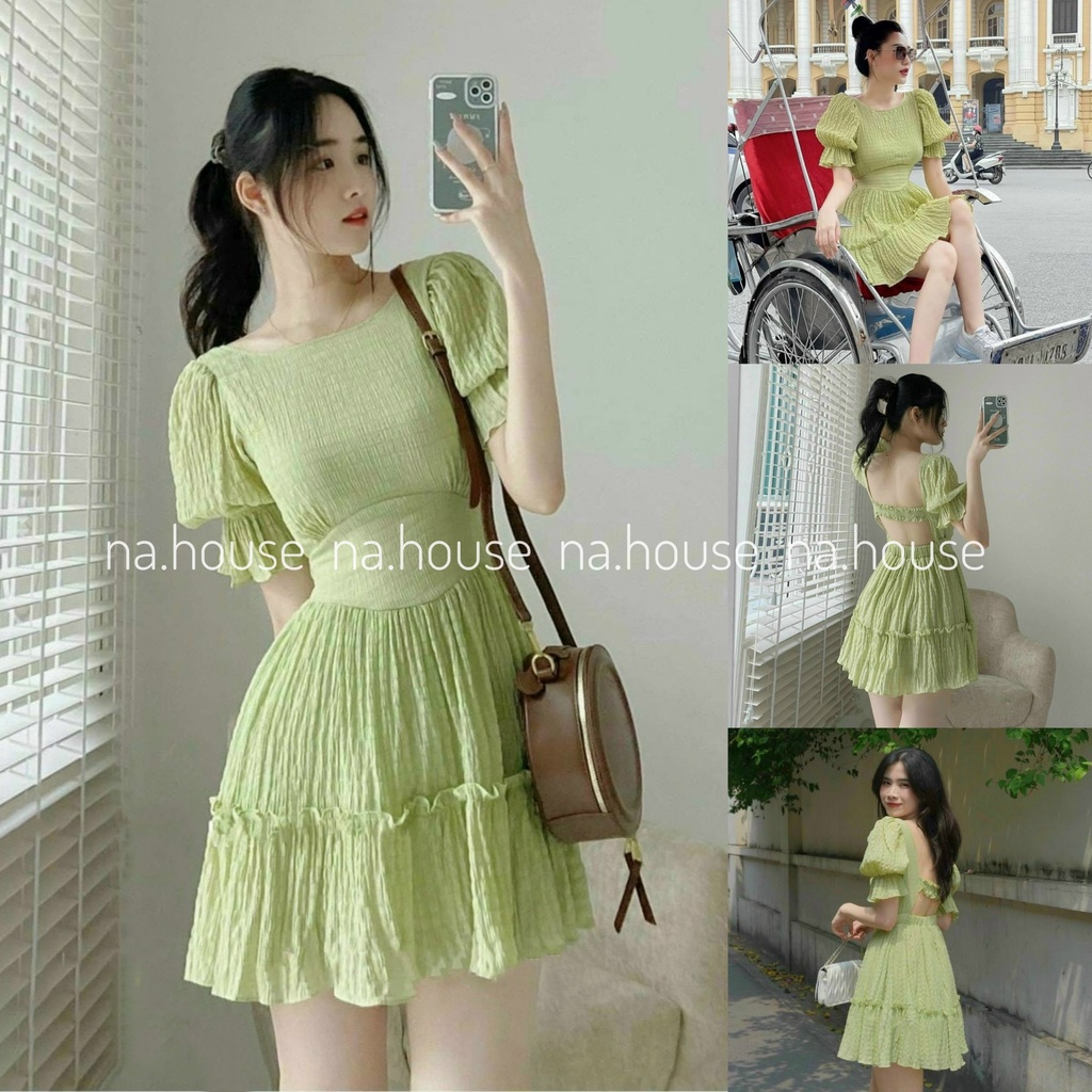 ĐẦM XỐP HỞ LƯNG ĐI CHƠI ĐI TIỆC NAHOUSE VÁY XÒE CHUN EO THIẾT KẾ ĐẸP VÀ XINH XẮN