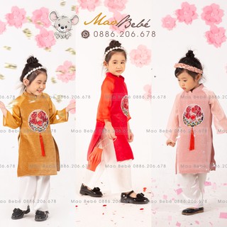 ÁO DÀI NHUNG THÊU PHI NGƯ BÉ GÁI