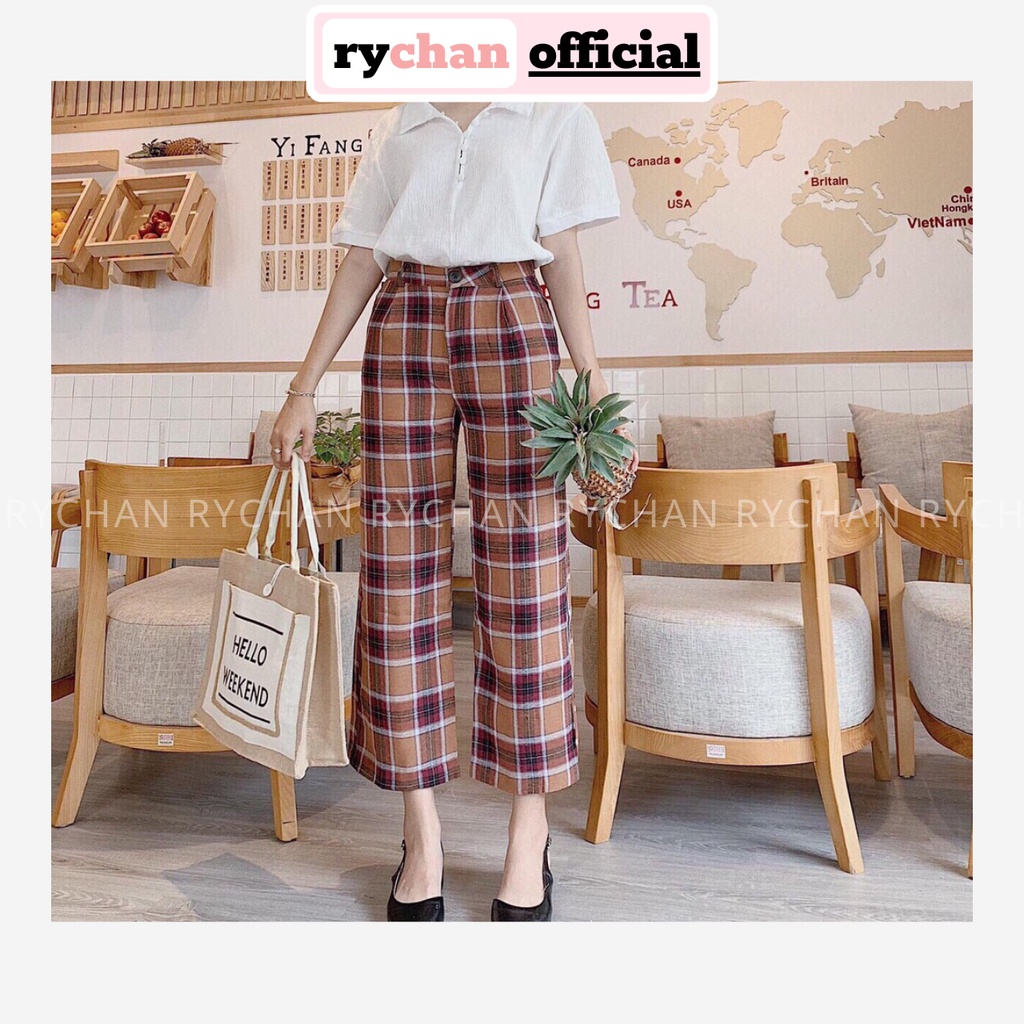 [Kèm Hình Thật] Quần Culottes Dài Caro 2 Màu - QQ222