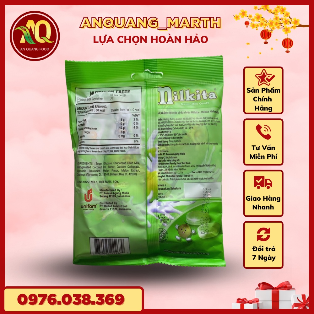 Kẹo Mikita ANQUANG_MARTH, kẹo 30 viên 4 vị sữa, socola,dâu,dưa gói 90gr- Hàng chất lượng