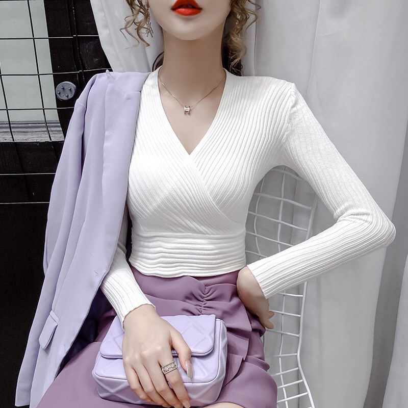 G32982 - Áo len nữ dài tay thu đông hàng nhập