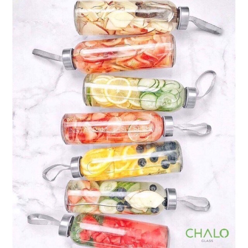 Bình Nước Thủy Tinh, Chai Detox Có Dây Xách 500ml