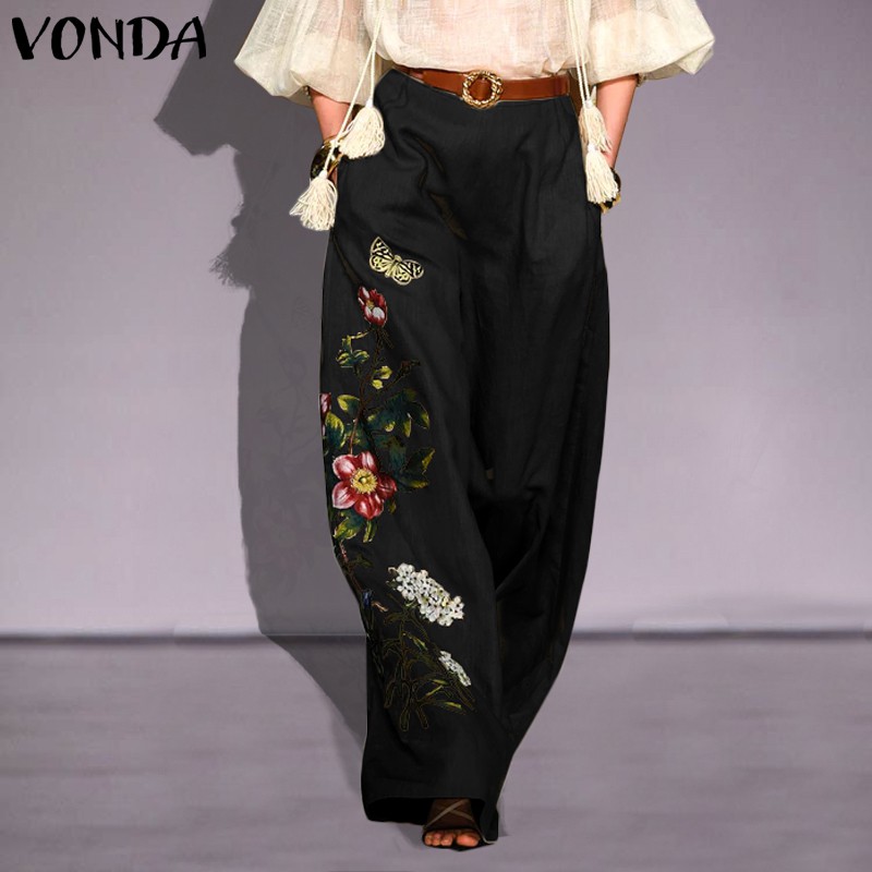 Quần Dài VONDA Ống Rộng Lưng Thun Thêu Hoa Thời Trang Nữ | BigBuy360 - bigbuy360.vn