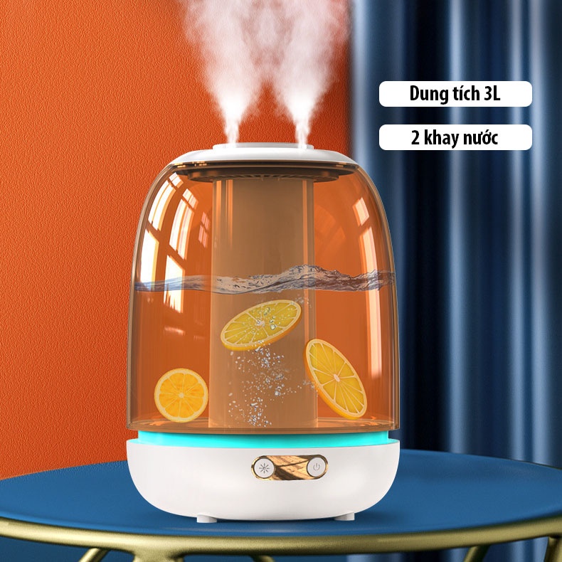 Máy phun sương tạo ẩm humidifier  xông tinh dầu X21 - dung tích 3 lít  - có tích hợp đèn khay để tinh dầu
