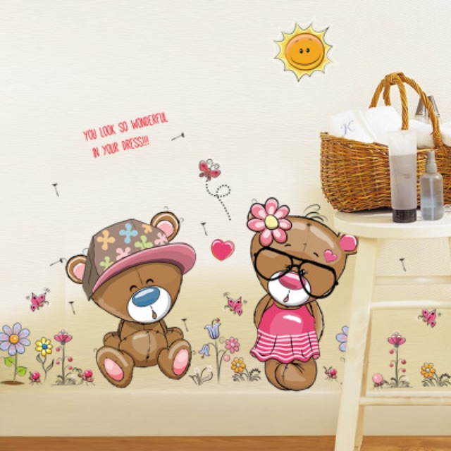 Decal dán tường gấu tình bạn