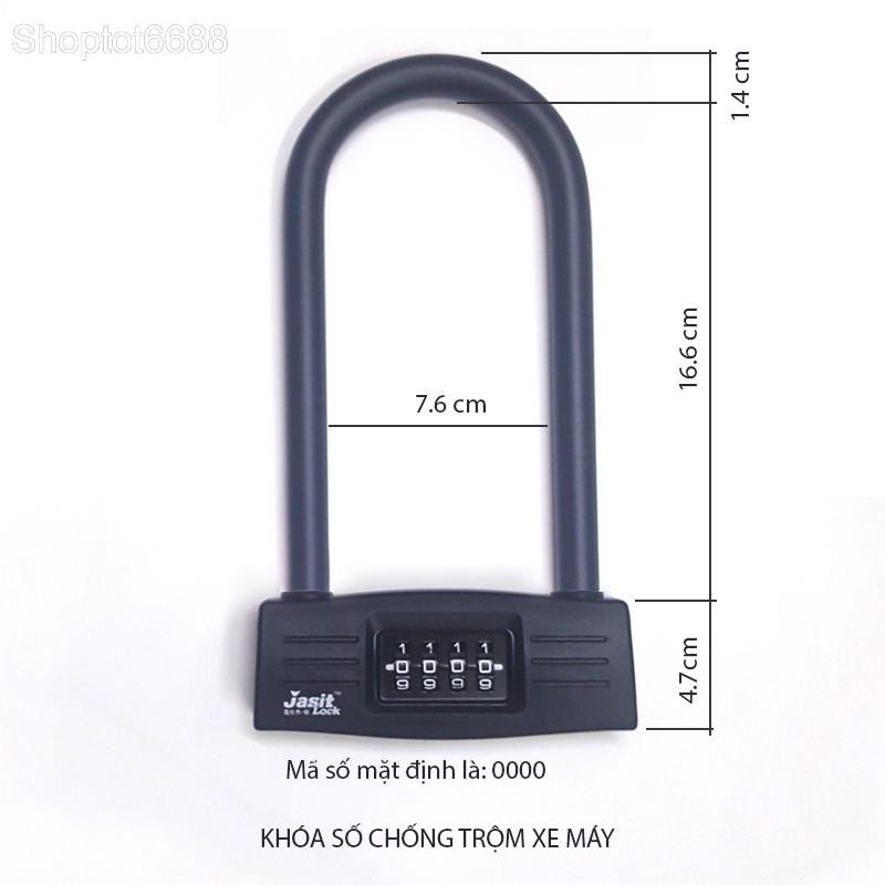 Khóa số chống trộm xe máy JS04 hình chữ U – loại 4 số có thể thay đổi được mã số (Kho hàng Hà nội)