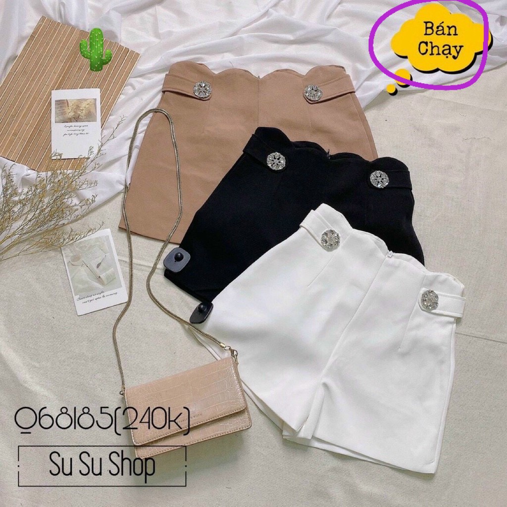 Quần short tuyết mưa đai răng cưa 2 đai đính hạt- quần tây nữ thanh lịch