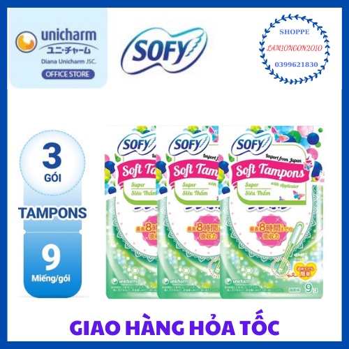 Băng vệ sinh sofy tampon - gói 9 cái-combo 3 gói - ảnh sản phẩm 1